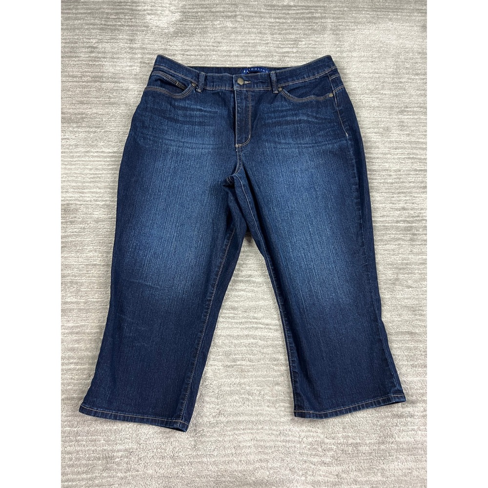 Bandolino Skimmer Jeans Women 14 Blue Lisbeth Dark Wash Cropped Stretch Denim